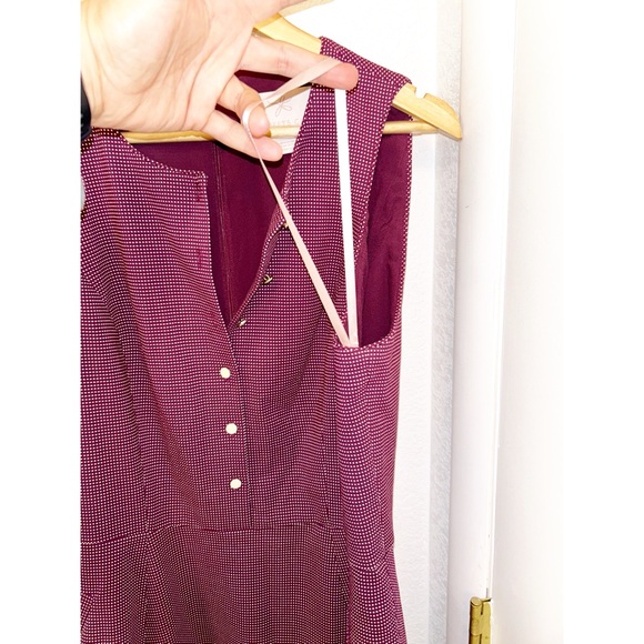 GAL MEETS GLAM Plus The MEG PolkaDot Jacquard Fit & Flare Dress WINE SZ: 14 - Picture 12 of 16